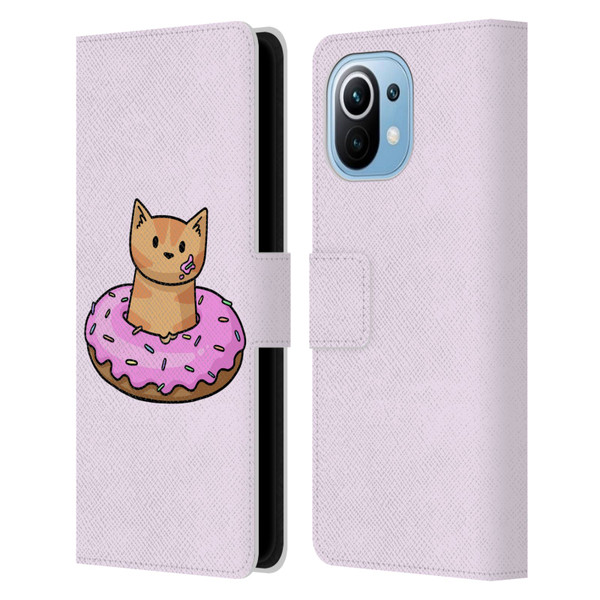 Beth Wilson Doodlecats Donut Leather Book Wallet Case Cover For Xiaomi Mi 11