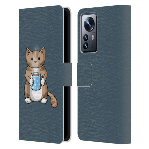 Beth Wilson Doodlecats Coffee Drinking Leather Book Wallet Case Cover For Xiaomi 12 Pro