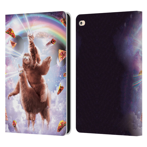 Random Galaxy Space Llama Sloth & Cat Lazer Eyes Leather Book Wallet Case Cover For Apple iPad Air 2 (2014)