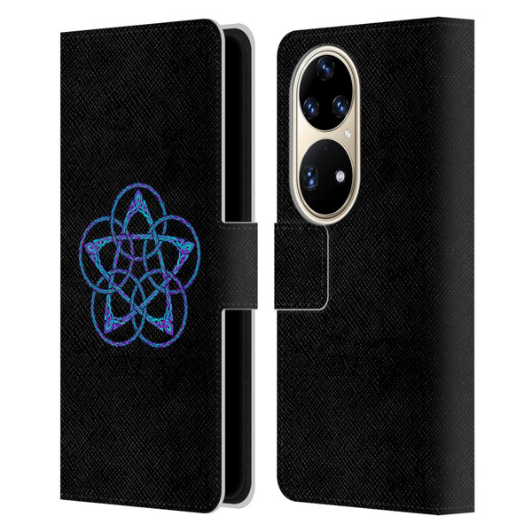 Beth Wilson Celtic Knot Stars Blue & Purple Circles Leather Book Wallet Case Cover For Huawei P50 Pro