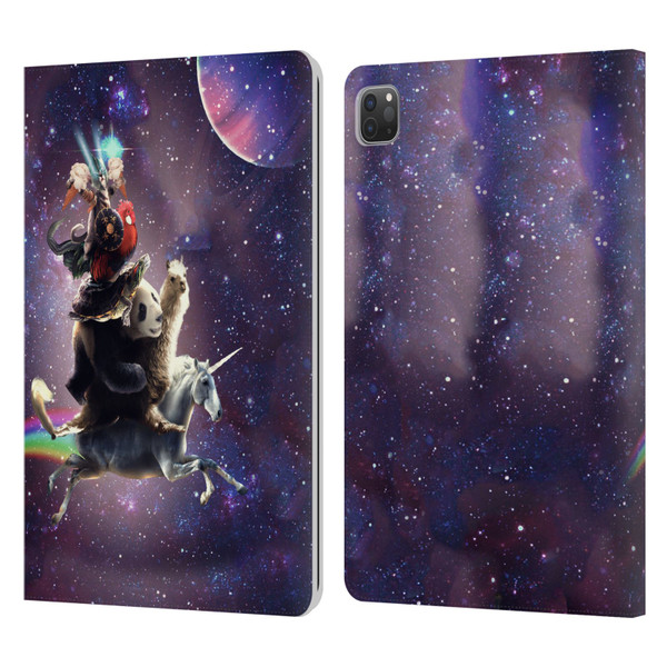 Random Galaxy Space Llama Unicorn Space Ride Leather Book Wallet Case Cover For Apple iPad Pro 11 2020 / 2021 / 2022