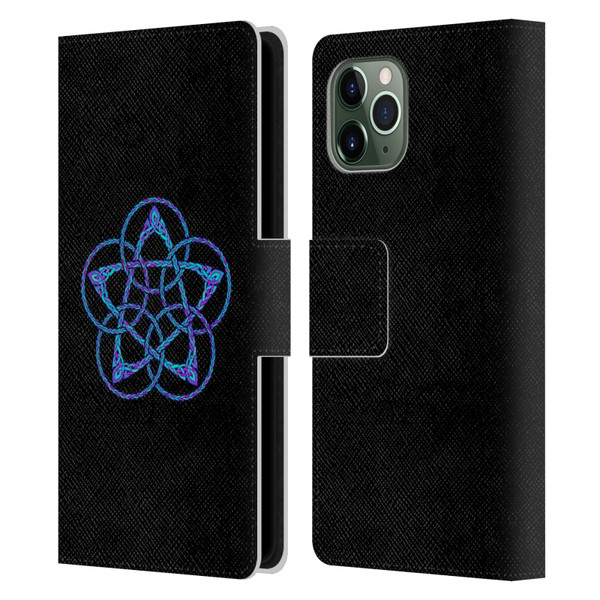 Beth Wilson Celtic Knot Stars Blue & Purple Circles Leather Book Wallet Case Cover For Apple iPhone 11 Pro