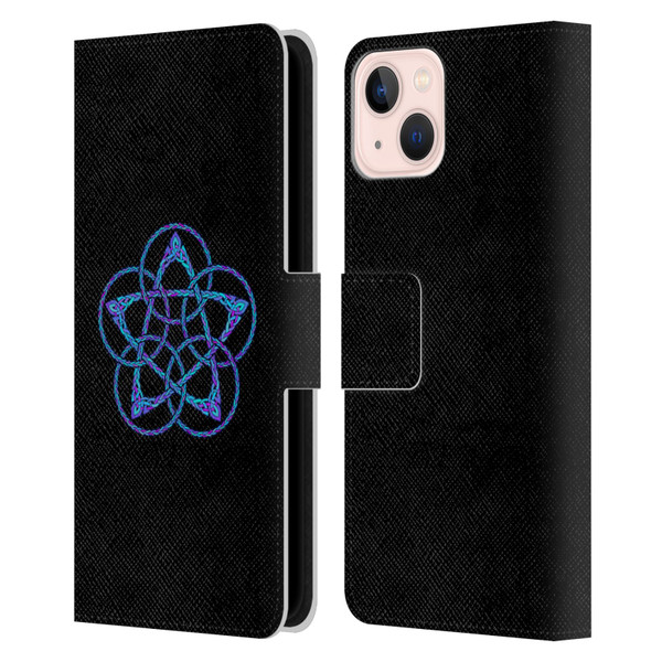 Beth Wilson Celtic Knot Stars Blue & Purple Circles Leather Book Wallet Case Cover For Apple iPhone 13