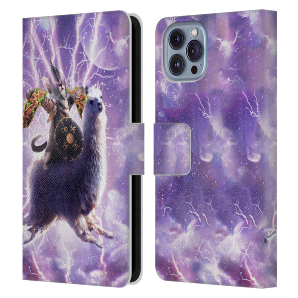 Random Galaxy Space Llama Lazer Cat & Tacos Leather Book Wallet Case Cover For Apple iPhone 14