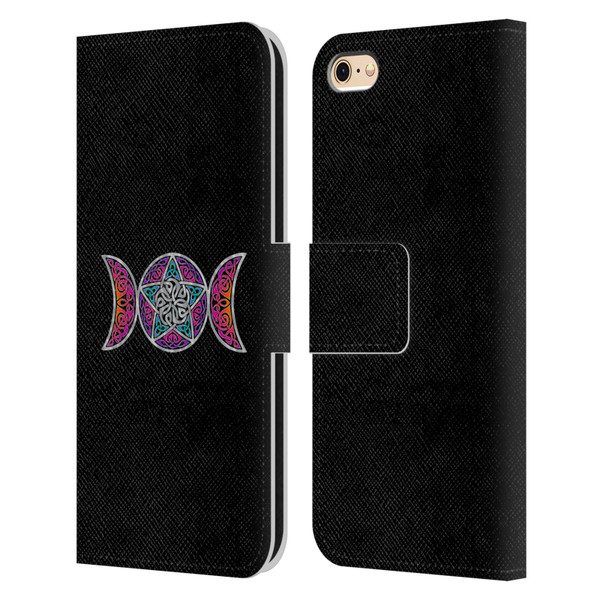 Beth Wilson Celtic Knot Stars Pagan Triple Moon Leather Book Wallet Case Cover For Apple iPhone 6 / iPhone 6s
