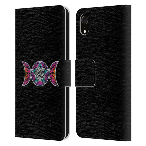 Beth Wilson Celtic Knot Stars Pagan Triple Moon Leather Book Wallet Case Cover For Apple iPhone XR