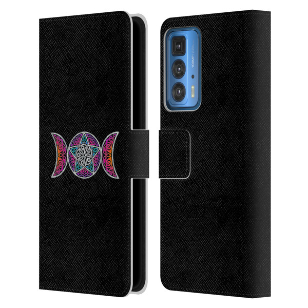 Beth Wilson Celtic Knot Stars Pagan Triple Moon Leather Book Wallet Case Cover For Motorola Edge 20 Pro