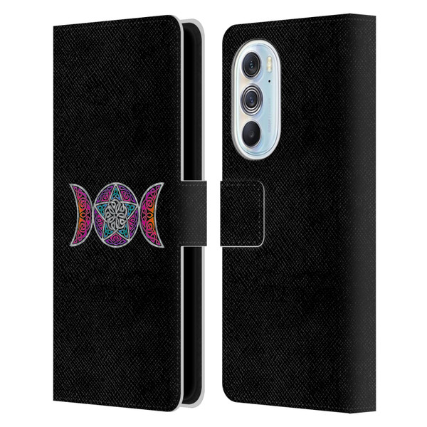 Beth Wilson Celtic Knot Stars Pagan Triple Moon Leather Book Wallet Case Cover For Motorola Edge X30