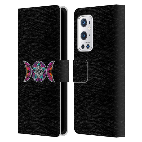 Beth Wilson Celtic Knot Stars Pagan Triple Moon Leather Book Wallet Case Cover For OnePlus 9 Pro