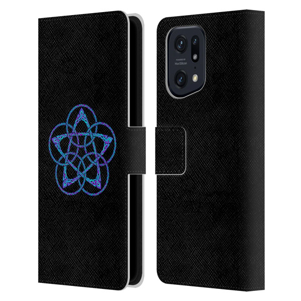Beth Wilson Celtic Knot Stars Blue & Purple Circles Leather Book Wallet Case Cover For OPPO Find X5 Pro