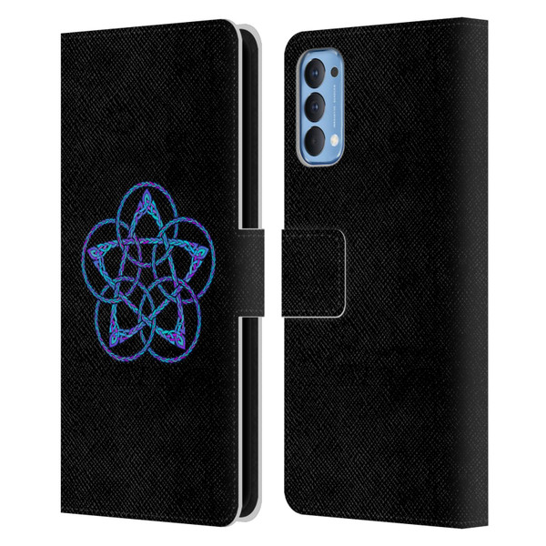 Beth Wilson Celtic Knot Stars Blue & Purple Circles Leather Book Wallet Case Cover For OPPO Reno 4 5G