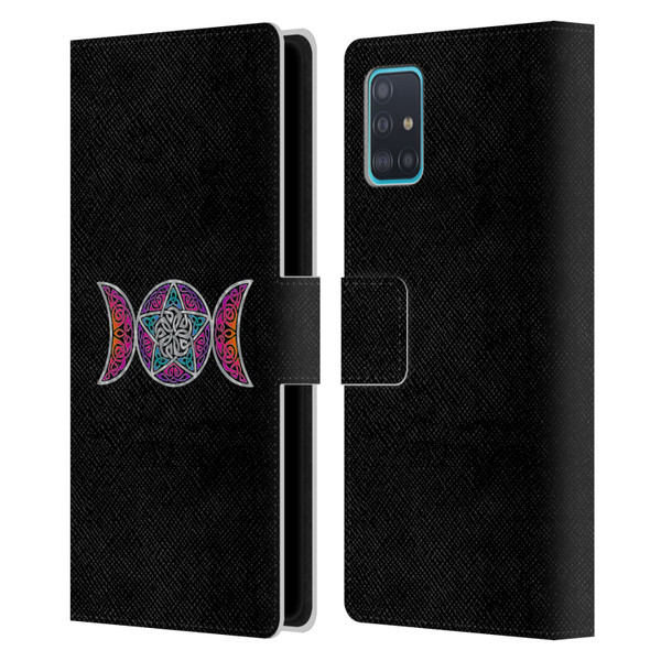Beth Wilson Celtic Knot Stars Pagan Triple Moon Leather Book Wallet Case Cover For Samsung Galaxy A51 (2019)