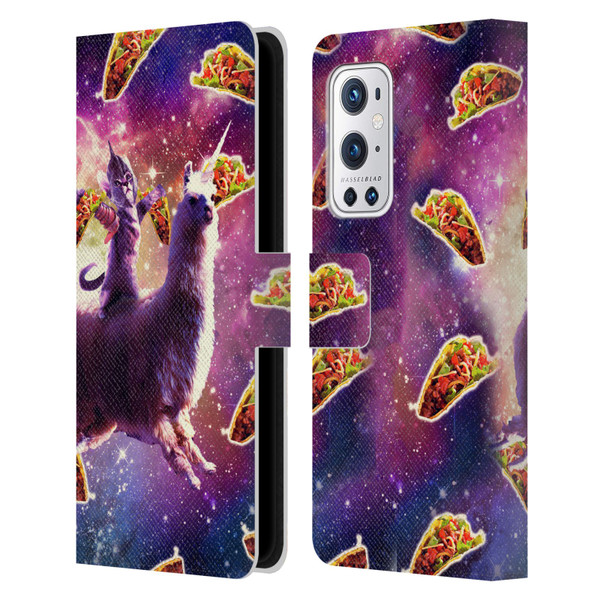 Random Galaxy Space Llama Warrior Cat & Tacos Leather Book Wallet Case Cover For OnePlus 9 Pro
