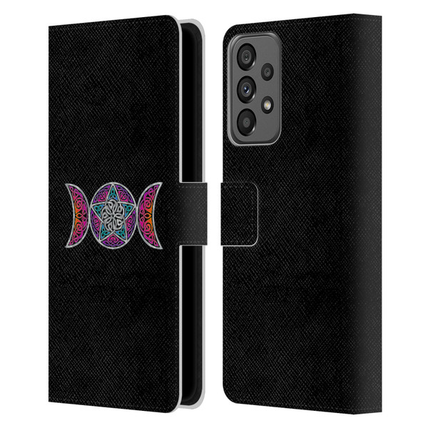 Beth Wilson Celtic Knot Stars Pagan Triple Moon Leather Book Wallet Case Cover For Samsung Galaxy A73 5G (2022)