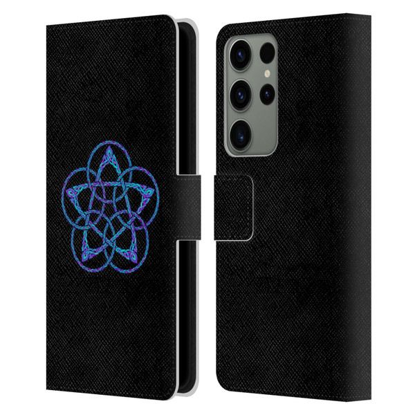 Beth Wilson Celtic Knot Stars Blue & Purple Circles Leather Book Wallet Case Cover For Samsung Galaxy S23 Ultra 5G