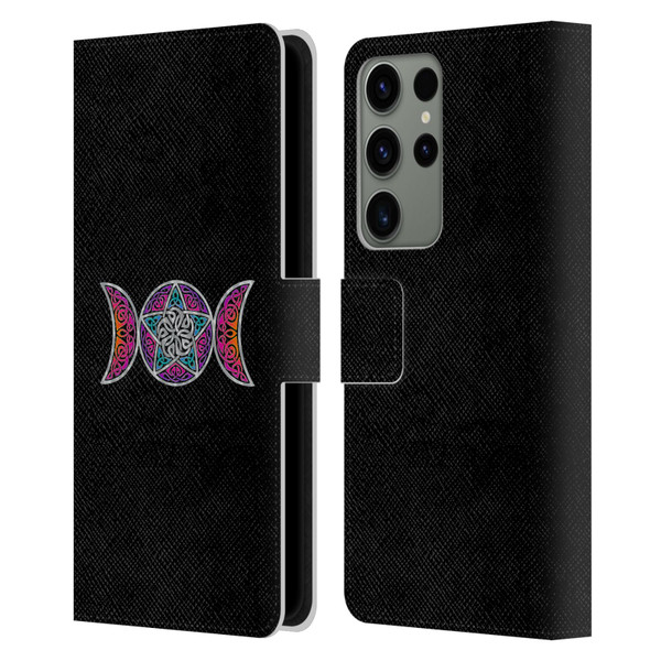 Beth Wilson Celtic Knot Stars Pagan Triple Moon Leather Book Wallet Case Cover For Samsung Galaxy S23 Ultra 5G