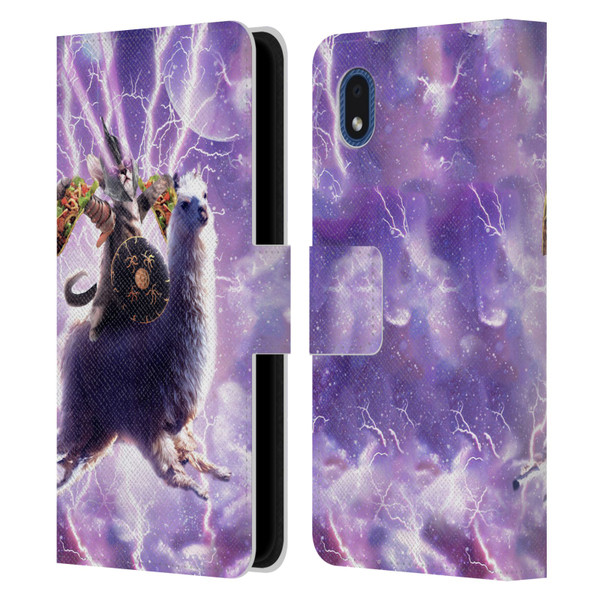 Random Galaxy Space Llama Lazer Cat & Tacos Leather Book Wallet Case Cover For Samsung Galaxy A01 Core (2020)