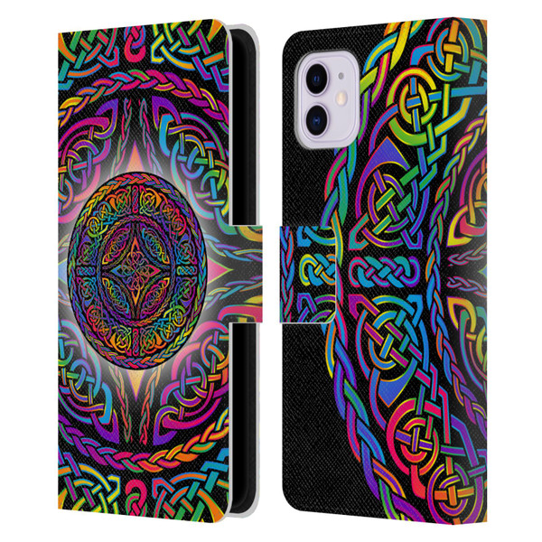 Beth Wilson Rainbow Celtic Knots Shield Leather Book Wallet Case Cover For Apple iPhone 11