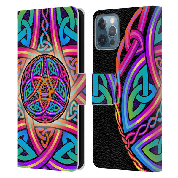 Beth Wilson Rainbow Celtic Knots Divine Leather Book Wallet Case Cover For Apple iPhone 12 / iPhone 12 Pro