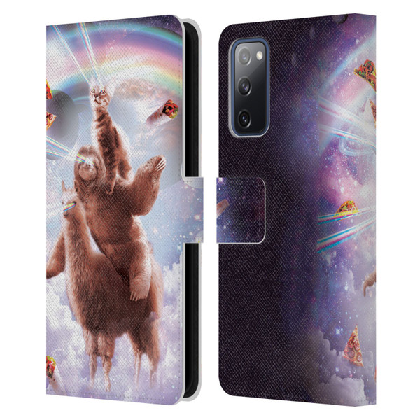 Random Galaxy Space Llama Sloth & Cat Lazer Eyes Leather Book Wallet Case Cover For Samsung Galaxy S20 FE / 5G