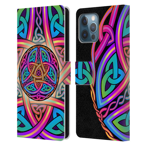 Beth Wilson Rainbow Celtic Knots Divine Leather Book Wallet Case Cover For Apple iPhone 12 Pro Max