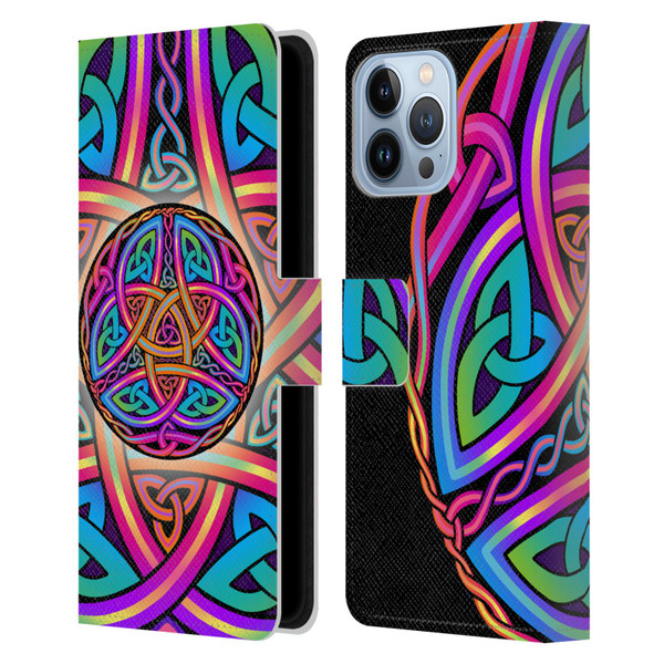 Beth Wilson Rainbow Celtic Knots Divine Leather Book Wallet Case Cover For Apple iPhone 13 Pro Max