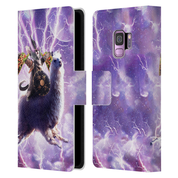 Random Galaxy Space Llama Lazer Cat & Tacos Leather Book Wallet Case Cover For Samsung Galaxy S9