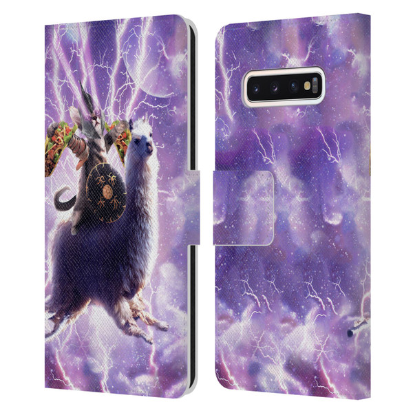 Random Galaxy Space Llama Lazer Cat & Tacos Leather Book Wallet Case Cover For Samsung Galaxy S10