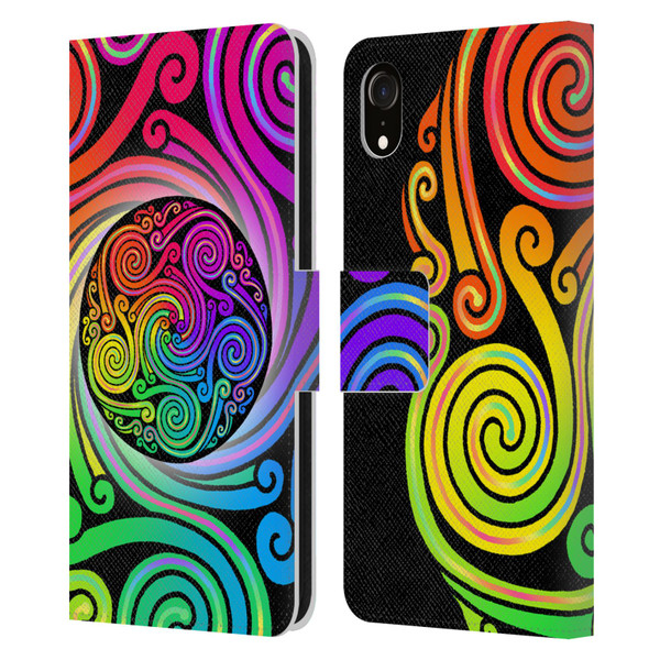Beth Wilson Rainbow Celtic Knots Spirals Leather Book Wallet Case Cover For Apple iPhone XR