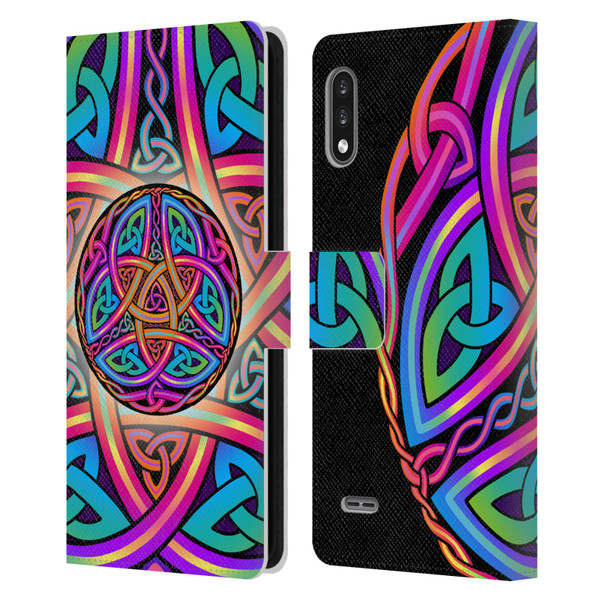 Beth Wilson Rainbow Celtic Knots Divine Leather Book Wallet Case Cover For LG K22