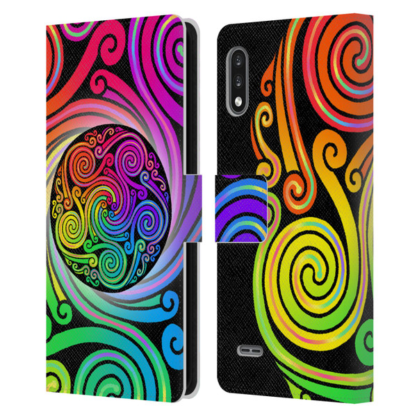 Beth Wilson Rainbow Celtic Knots Spirals Leather Book Wallet Case Cover For LG K22