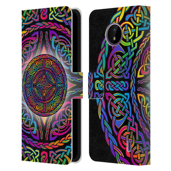 Beth Wilson Rainbow Celtic Knots Shield Leather Book Wallet Case Cover For Nokia C10 / C20