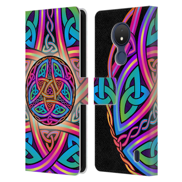 Beth Wilson Rainbow Celtic Knots Divine Leather Book Wallet Case Cover For Nokia C21