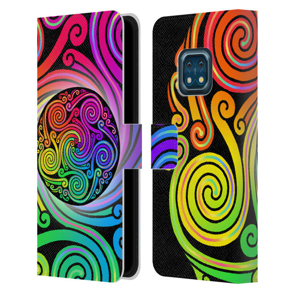 Beth Wilson Rainbow Celtic Knots Spirals Leather Book Wallet Case Cover For Nokia XR20