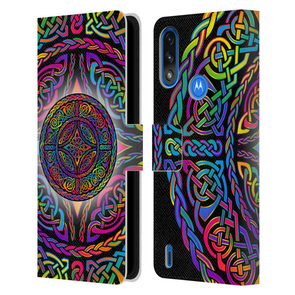 Beth Wilson Rainbow Celtic Knots Shield Leather Book Wallet Case Cover For Motorola Moto E7 Power / Moto E7i Power