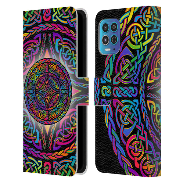 Beth Wilson Rainbow Celtic Knots Shield Leather Book Wallet Case Cover For Motorola Moto G100