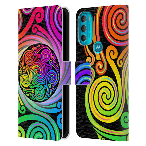 Beth Wilson Rainbow Celtic Knots Spirals Leather Book Wallet Case Cover For Motorola Moto G71 5G