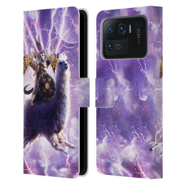 Random Galaxy Space Llama Lazer Cat & Tacos Leather Book Wallet Case Cover For Xiaomi Mi 11 Ultra