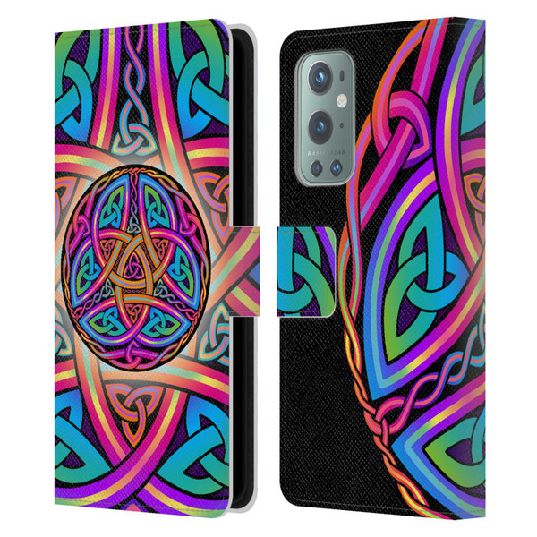 Beth Wilson Rainbow Celtic Knots Divine Leather Book Wallet Case Cover For OnePlus 9