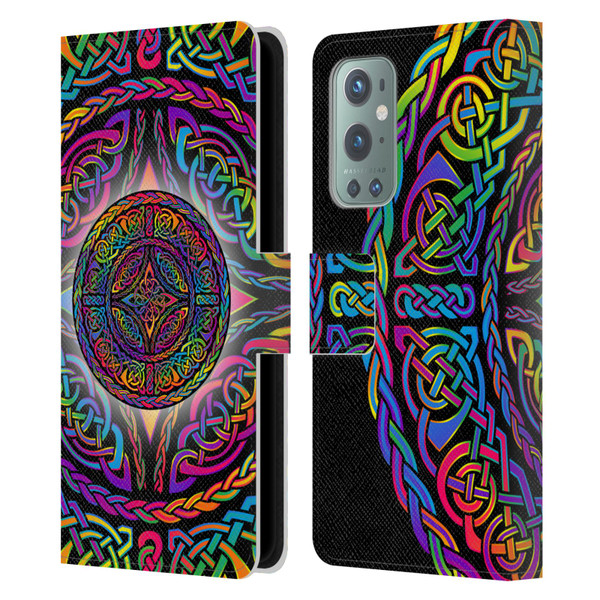 Beth Wilson Rainbow Celtic Knots Shield Leather Book Wallet Case Cover For OnePlus 9