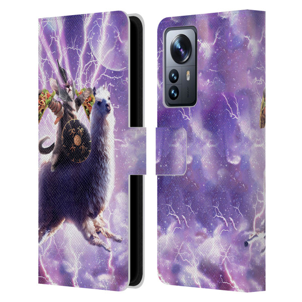 Random Galaxy Space Llama Lazer Cat & Tacos Leather Book Wallet Case Cover For Xiaomi 12 Pro