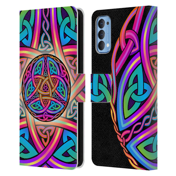 Beth Wilson Rainbow Celtic Knots Divine Leather Book Wallet Case Cover For OPPO Reno 4 5G