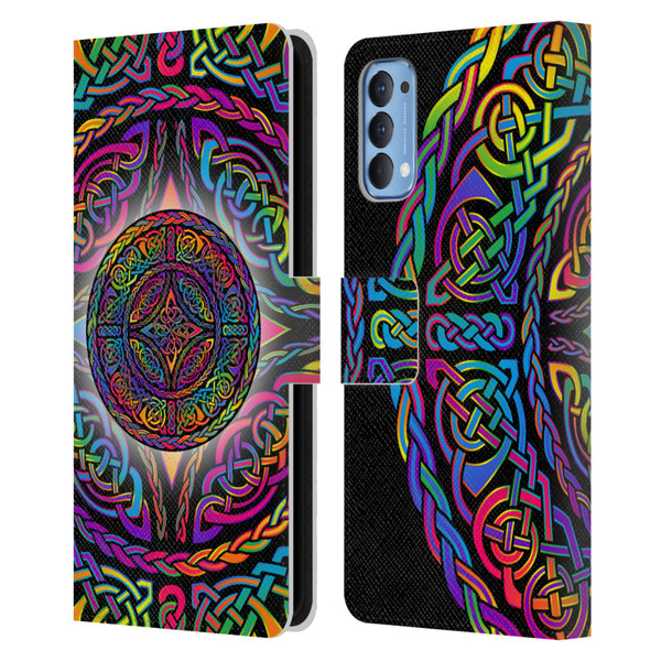 Beth Wilson Rainbow Celtic Knots Shield Leather Book Wallet Case Cover For OPPO Reno 4 5G