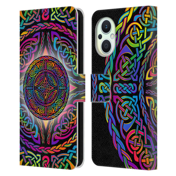 Beth Wilson Rainbow Celtic Knots Shield Leather Book Wallet Case Cover For OPPO Reno8 Lite