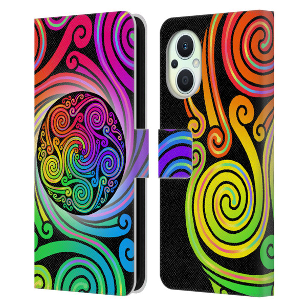 Beth Wilson Rainbow Celtic Knots Spirals Leather Book Wallet Case Cover For OPPO Reno8 Lite