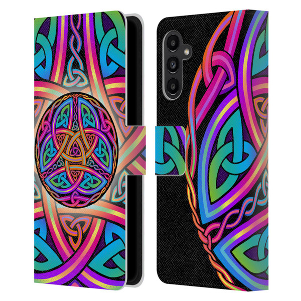 Beth Wilson Rainbow Celtic Knots Divine Leather Book Wallet Case Cover For Samsung Galaxy A13 5G (2021)