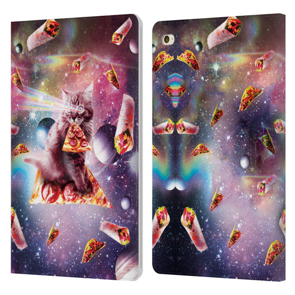 Random Galaxy Space Pizza Ride Outer Space Lazer Cat Leather Book Wallet Case Cover For Apple iPad mini 4