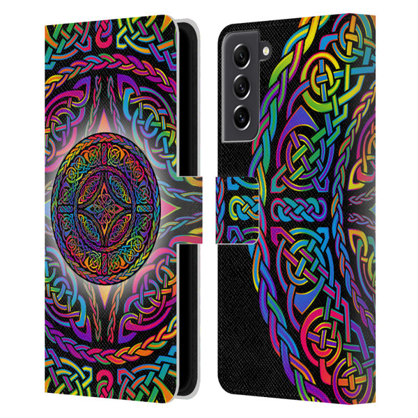 Beth Wilson Rainbow Celtic Knots Shield Leather Book Wallet Case Cover For Samsung Galaxy S21 FE 5G