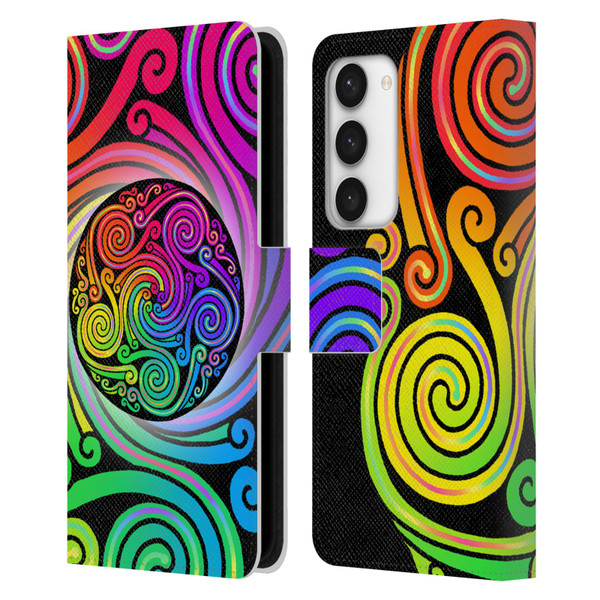 Beth Wilson Rainbow Celtic Knots Spirals Leather Book Wallet Case Cover For Samsung Galaxy S23 5G