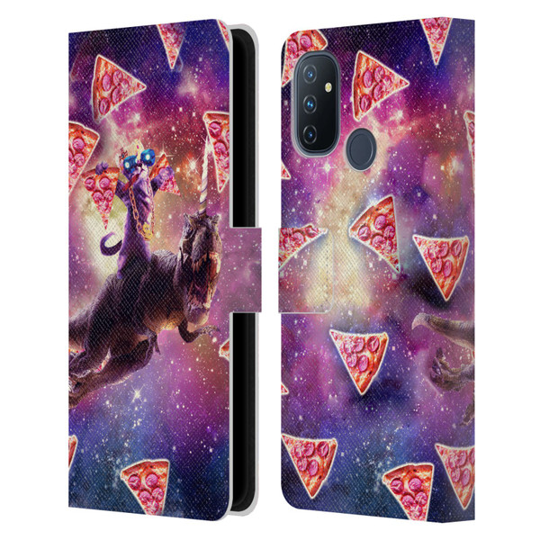 Random Galaxy Space Pizza Ride Thug Cat & Dinosaur Unicorn Leather Book Wallet Case Cover For OnePlus Nord N100